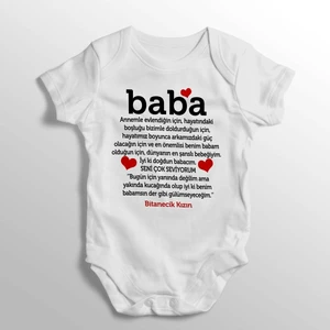 Babaya Ilk Doğum Günü Hediyesi Bitanecik Kızın Yazılı Baskılı Bebek Zıbını