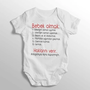Bebek Olmak Bebek Hakları Yazılı Baskılı Bebek Zıbını