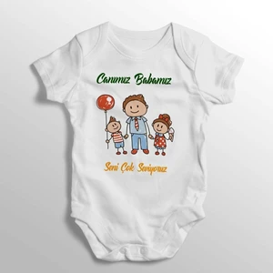 Canımız Babamız Seni Çok Seviyorum Yazılı Baskılı Bebek Zıbını