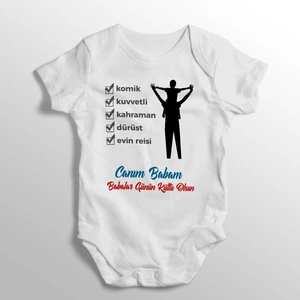 Babalar Günü Hediyesi Canım Babam Yazılı Baskılı Bebek Zıbını