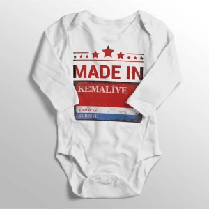 Unisex Bebek Beyaz Erzincan Kemaliye Sokak Tabelası Baskılı Zıbın
