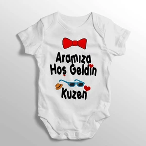 Aramıza Hoş Geldin Kuzen Yazılı Baskılı Bebek Zıbını