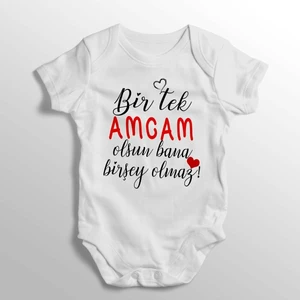 Bir Tek Amcam Olsun Bana Birşey Olmaz Yazılı Baskılı Bebek Zıbını
