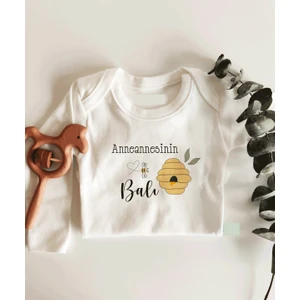 Anneannesinin Balı Uzun Kol Çıtçıtlı Organik Bebek Body