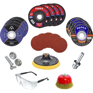 Badem10 45 Parça Spiral Avuç Taşlama Flap Ahşap İnox Metal Kesici Kesme Diski Seti Tel Fırça Seti 115 mm