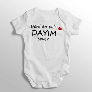 Beni En Çok Dayım Sever Yazılı Baskılı Bebek Zıbını