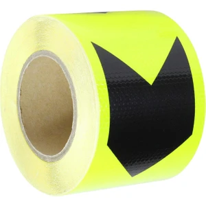 Reflektörlü Reflektif Fosforlu Şerit Bant 10 cm Eninde Sarı-Siyah İkaz Bandı (1 METRE)