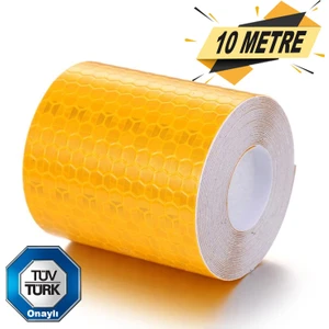 Tüvtürk Onaylı Reflektörlü Reflektif Fosforlu Şerit Bant Sarı Reflekte İkaz Bandı (10 METRE)