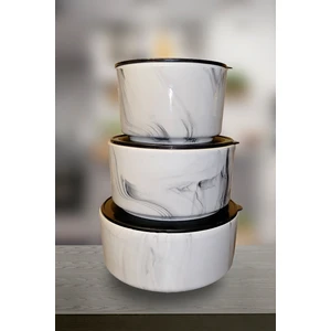 Bsy - 3'lü Mermer Desenli Saklama Kabı