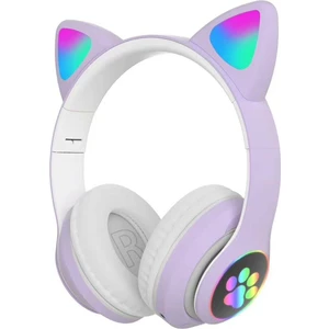Bilişim Aksesuar Kedi Kulaklık Kart Girişli Radyolu Bluetooth 5.0 Kulaklık Yüksek Ses Akıllı LED Işıklı Kedi Kulaklık