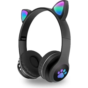 Bilişim Aksesuar Kedi Kulaklık Kart Girişli Radyolu Bluetooth 5.0 Kulaklık Yüksek Ses Akıllı LED Işıklı Kedi Kulaklık