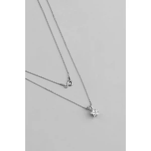 So CHIC Minimal Yıldız Taşlı 18 Ayar Beyaz Altın Kaplama Gümüş Kolye