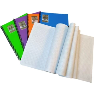 A4 Plastik Pp Kapak Spiralli 80 Yaprak Kareli Defter Contra Sry