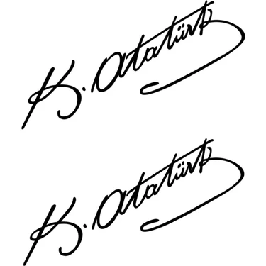 Adesivo Mural E Per Auto Con Firma Atatürk – Mustafa Kemal, PVC Opaco 25x9 Cm, Per Vetro E Superfici Lisce