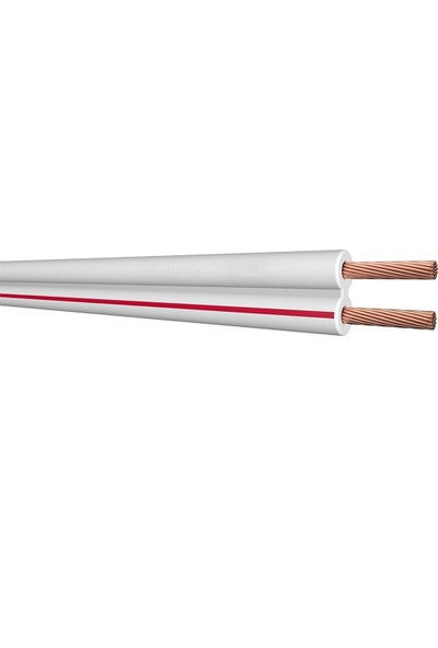 Alkan Kablo 2 x 0.75 mm Bitişik Yassı Kordon Hoparlör Kablosu Tam Bakır H03VH-H Beyaz Renk 25 Metre