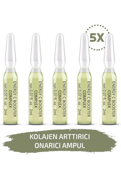 Skin Accents Kolajen Arttırıcı Onarıcı Ampul 5 Adet Energy C Booster Complex Cilt Serumu Dermaroller Dermapen Serum