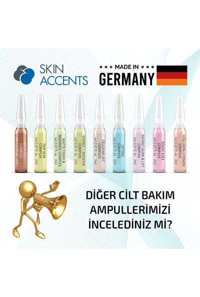 Skin Accents Kolajen Arttırıcı Onarıcı Ampul 1 Adet Energy C Booster Complex Cilt Serumu Dermaroller Dermapen Serum