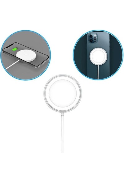 Apple Iphone 11/11 Pro/ 12 Pro Max/ 12 Mini Kablosuz Magsafe Manyetik Şarj Ve 20W Adaptör Seti