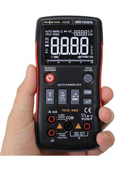 Carino Torba Çanta ile RM409B Dijital Multimetre Düğmesi 9999 Analog Çubuk Grafik ile Sayımlar Ac / Dc Volt (Yurt Dışından)