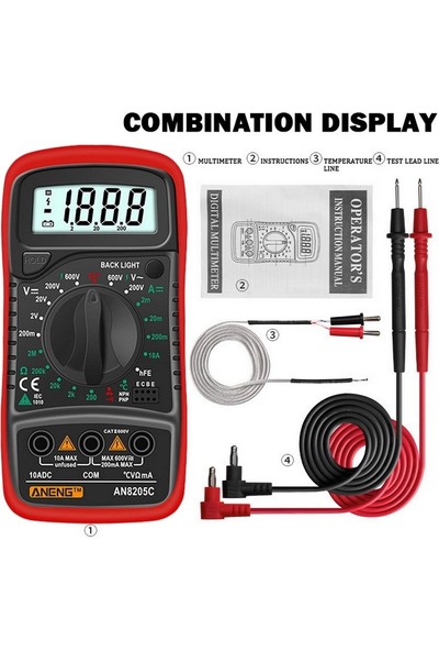 Carino Mavi Dijital Multimetre Otomatik Voltmetre Profesyonel Test Cihazı Multimetre Termokupl ile (Yurt Dışından)
