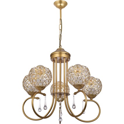 Mihrimah 5 Li Lüx Kristal Taşlı Avize (Gold)