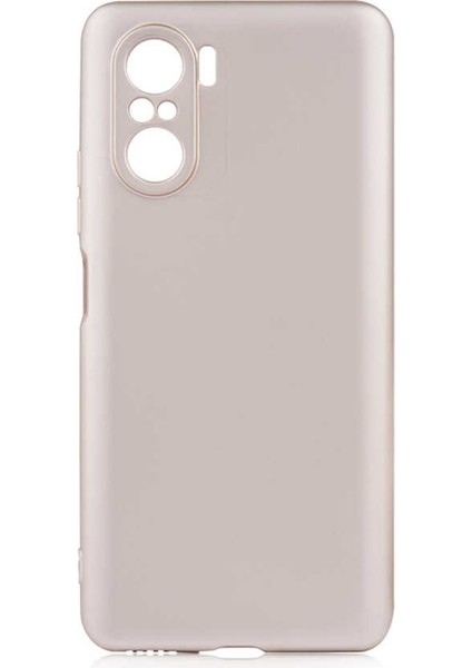 Xiaomi Redmi K40 Kılıf Mat Renkli Esnek Silikon Gold Renk Prm