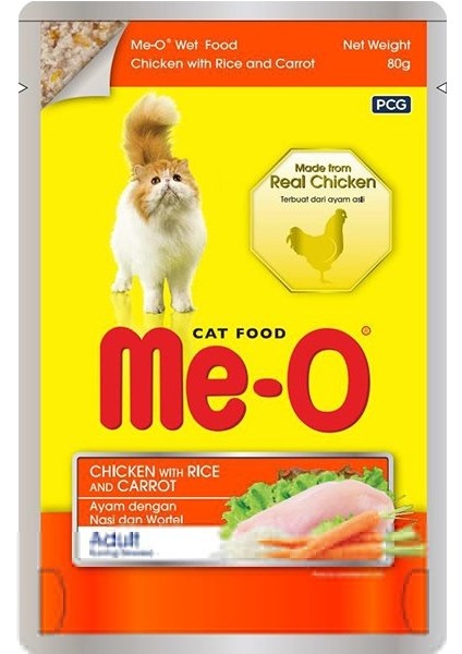 Meo Tavuk Pirinç ve Havuçlu Yetişkin Kedi Konservesi 80 gr