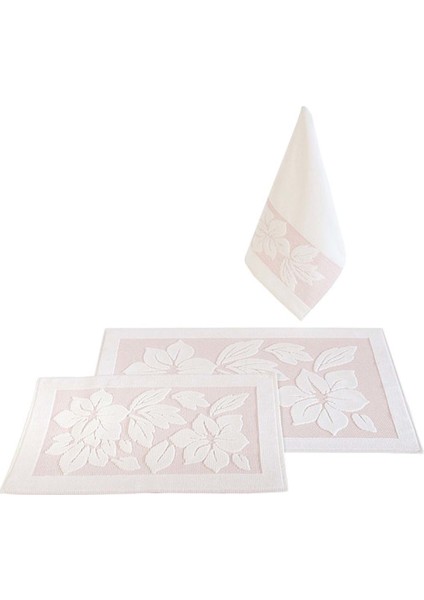 Derya Banyo Paspas Takımı- 3'lü Krem-Pudra