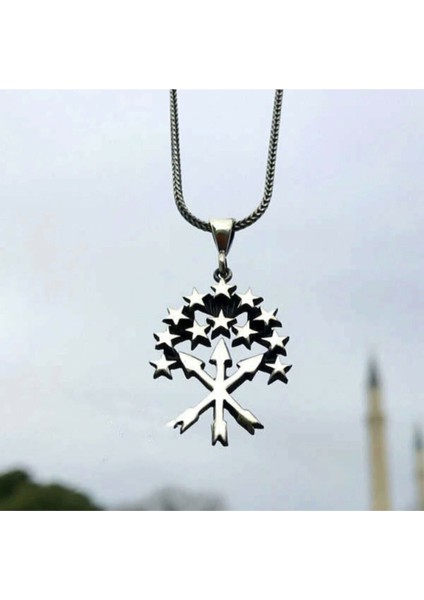 Adige Abhaz Çerkes Gümüş Erkek Kolye