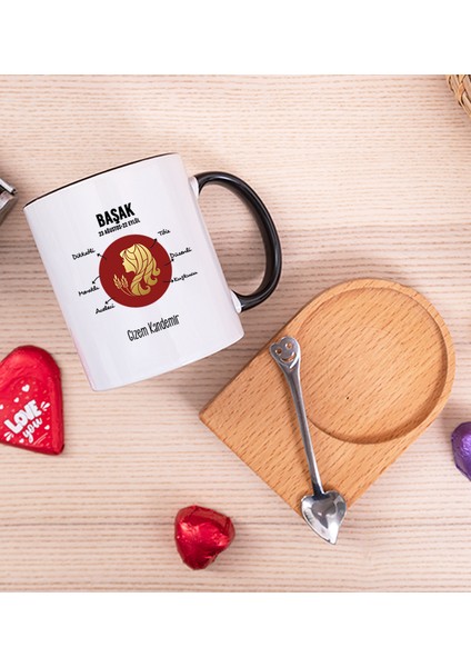 Kişiye Özel Başak Burcuna Hediye Ahşap Altlıklı Siyah Kupa Bardak fiyatları