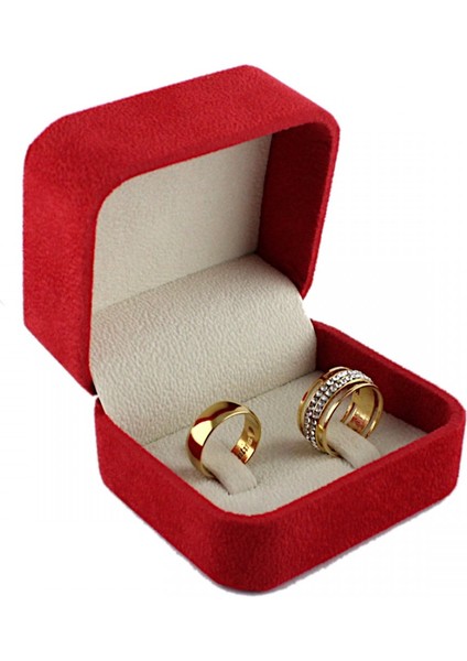 Alcantara Çift Alyans Kutusu Kırmızı Renk