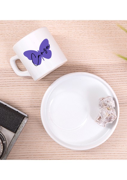 Kişiye Özel Kadına Hediye Kelebek Tasarım Isimli Concept Türk Kahvesi Fincanı fiyatları