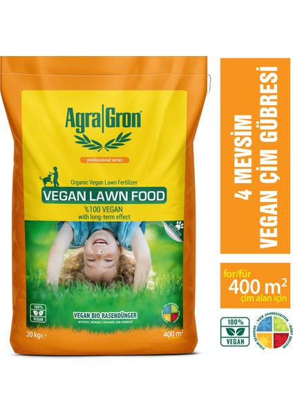 %100 Vegan Bitkisel Menşeli Çim Gübresi / Doğal Çim Coşturan Gübre 20 kg