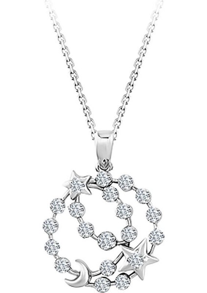 Pırlanta Taşlı Ay Yıldız Kolye 0404P0039