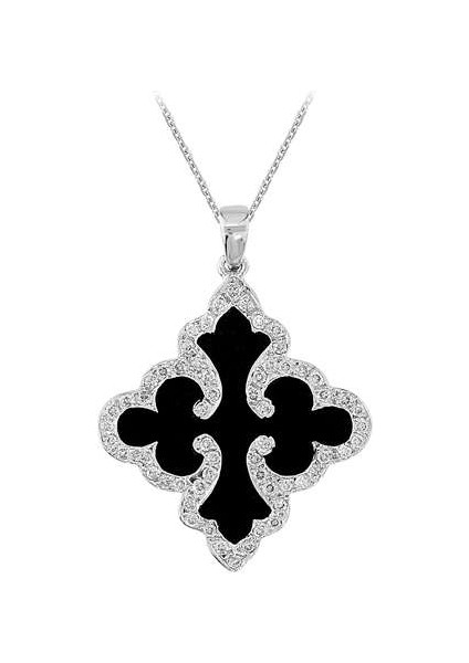 Pırlanta Taşlı Siyah Mineli Kolye 0404P0038