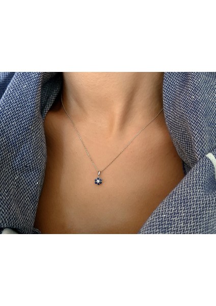 Safir ve Pırlanta Taşlı Papatya Kolye 0401P0026 fiyatları