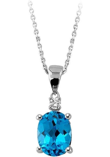Mavi Topaz ve Pırlanta Taşlı Kolye 0404P0020