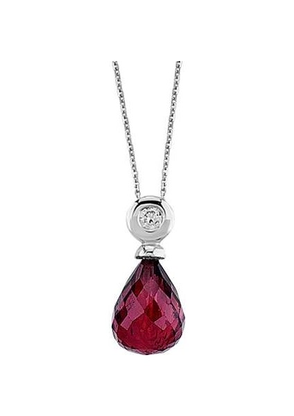 Pırlanta ve Drop Garnet Taşlı Kolye