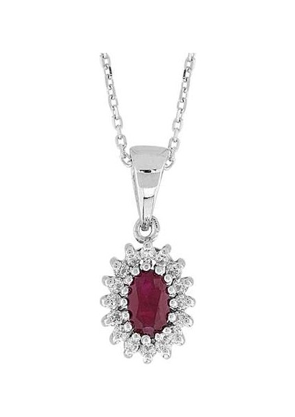 Pırlanta ve Oval Yakut Taşlı Anturaj Kolye 0404P0040