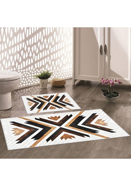 Thalia Home Kaymaz Taban Yıkanabilir 2'li Set Banyo Halısı Banyo Paspası Klozet Takımı