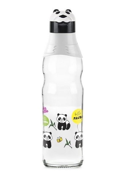 Sevimli Panda Tasarımlı Cam Suluk Sızdırmaz 1000 ml