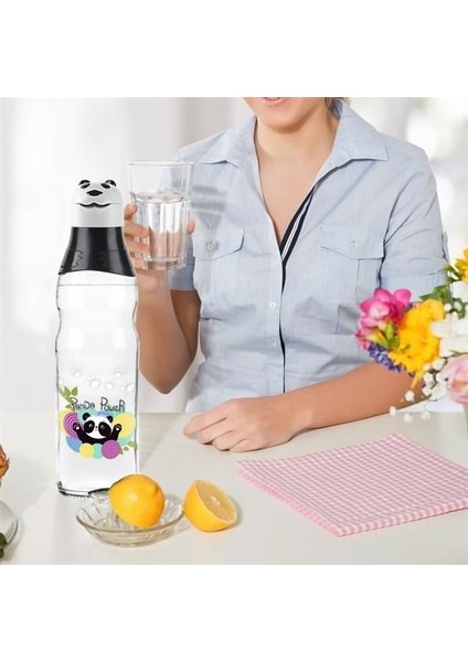 Sevimli Panda Tasarımlı Cam Suluk Sızdırmaz 1000 ml