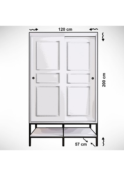 Pasific Home Martin 2 Kapaklı Sürgülü Gardırop Elbise Dolabı 120 cm Beyaz Mermer