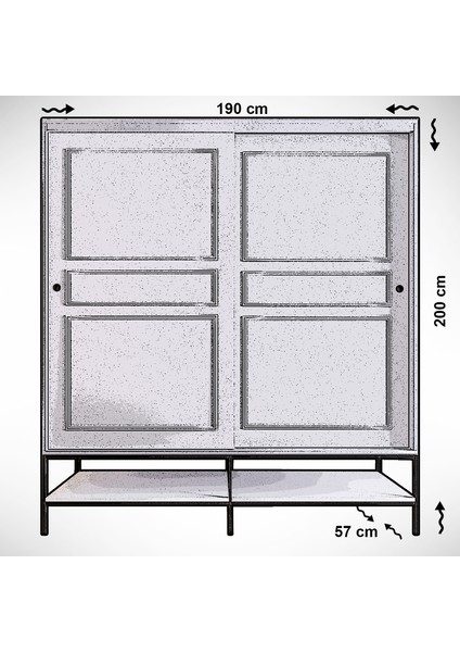 Pasific Home Martin Sürgülü Gardırop Elbise Dolabı, 190 cm, Beyaz Mermer