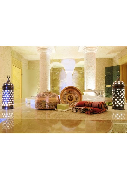 Bakır Hamam Seti Oyma Nakış İşlemeli Mat Bakır Renk