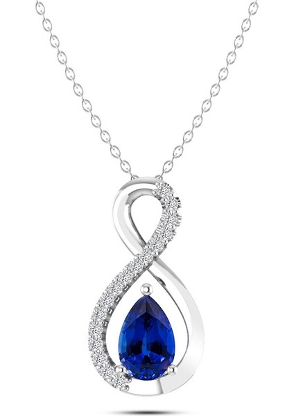 0,40 Karat Pırlantalı Safir Kolye