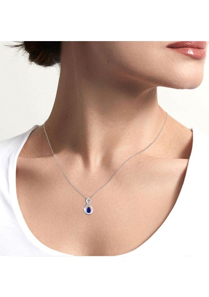 0,40 Karat Pırlantalı Safir Kolye