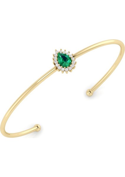 0,96 Karat Pırlantalı Zümrüt Bileklik