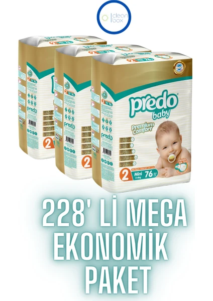 Predo Baby Premium Comfort Bebek Bezi 2 Numara (5-8kg) Mini 228 Adet