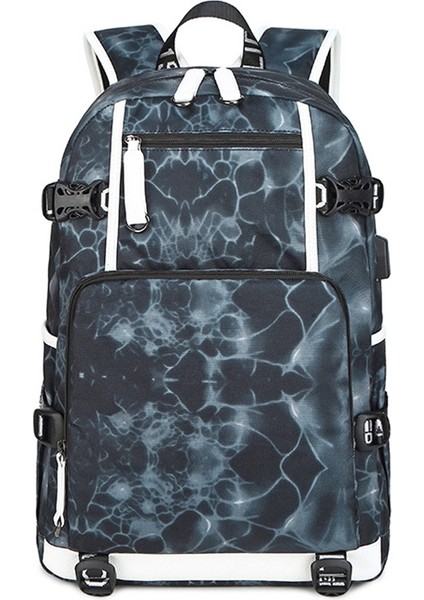 Büyük Kapasiteli Sırt Çantası Geometrik Siyah (Yurt Dışından)